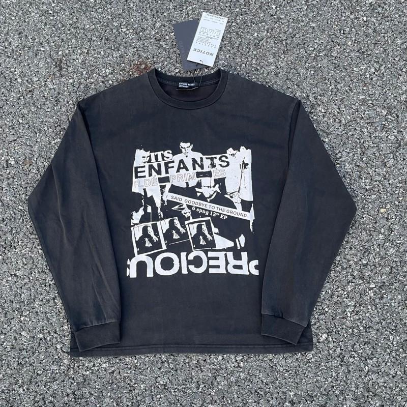 Unisex Vintage American Style Graphic Long Sleeve T-Shirt Loose Fit Streetwear Print Tee Fall