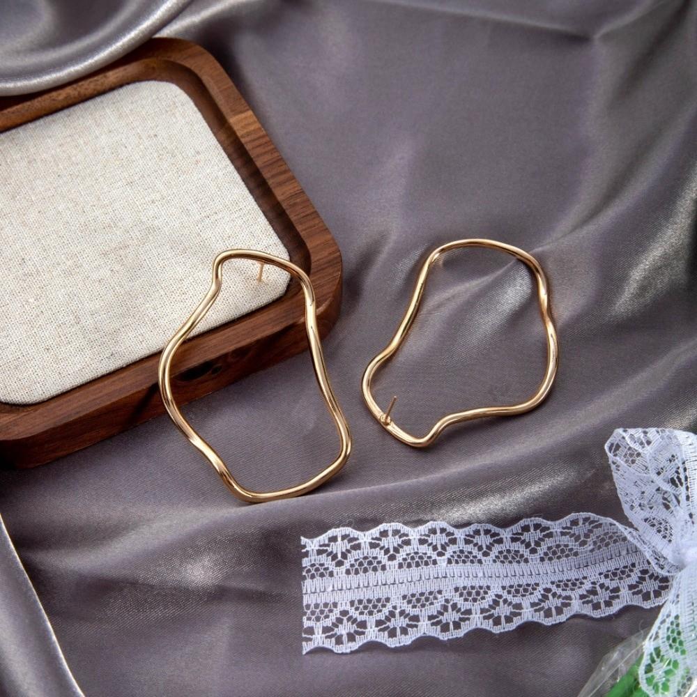 Simple Shape Geometric Irregular Earrings Trendy Large Circle Metal Earrings  Gift