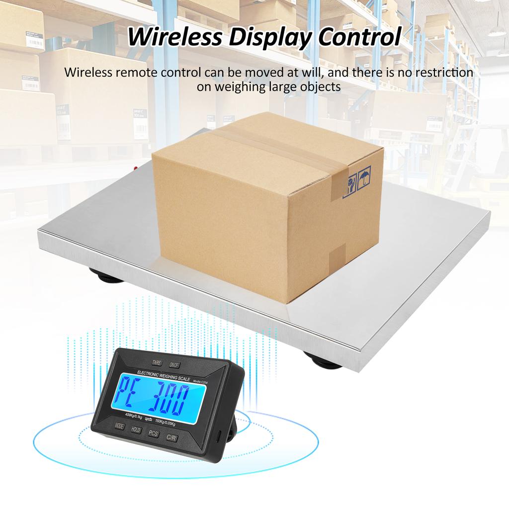 Digital Shipping Scale 450kg/992lb Heavy Duty Postal Scale Stainless Steel with Wireless Displays/Tare/3 Units for Home