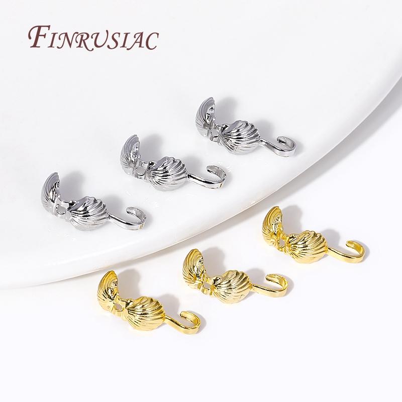 Brass End Crimps Beads Tips Covered Clasps Connector DIY Jewelry Findings Accessories 18K Gold Plated Star Double-Cup Bead Tip
