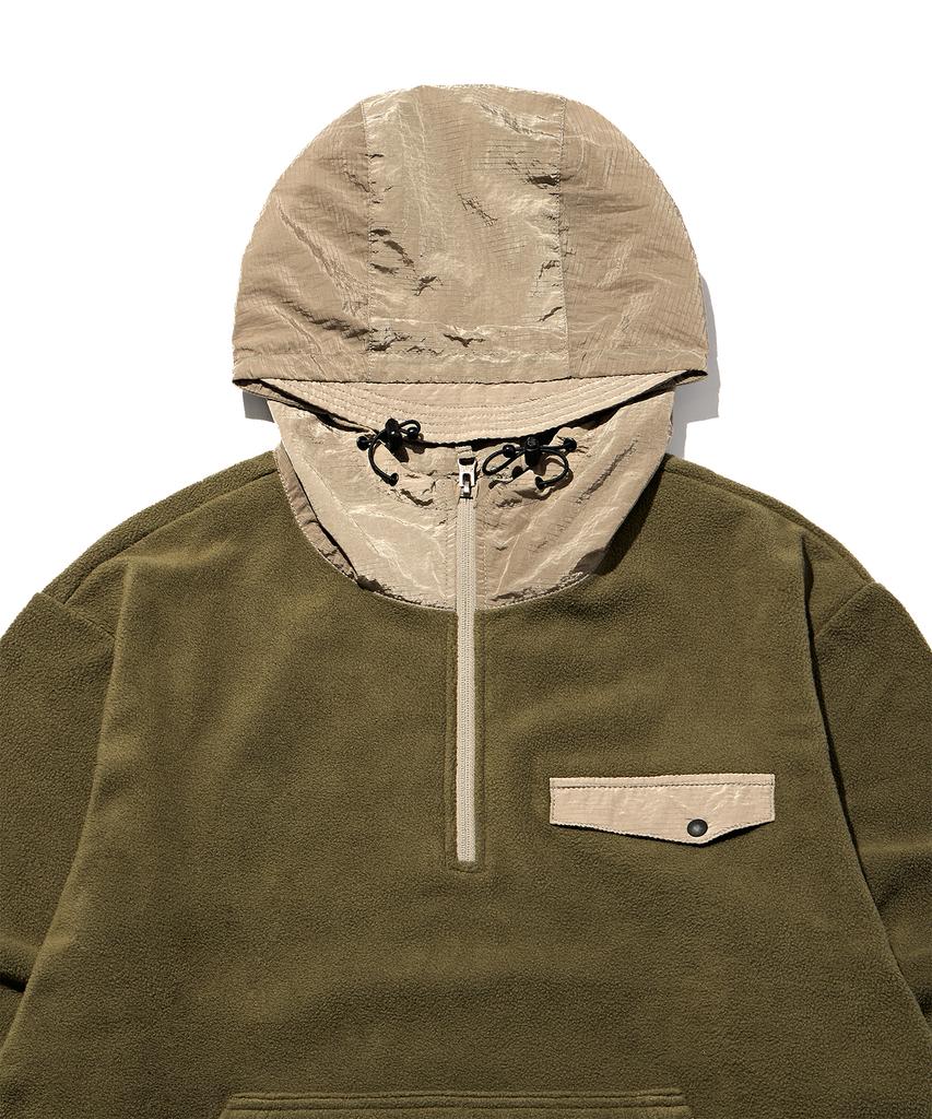 Discus Athletic Pocket Fleece Anorak Hoodie Khaki