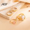 Golden Plated Foot Rings 4Pcs Faux Baroque Pearl Toe Ring Set, Non Tarnish Open Zinc Alloy for Women, Adjustable Jewelry Women