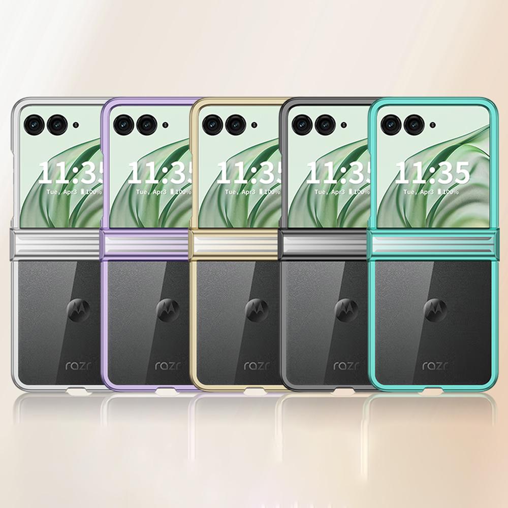 For Motorola Razr 50 Ultra 5G Clear Case Hinge Design Electroplating PC Phone Cover