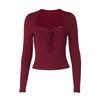European and American lace lace bottoming shirt autumn new fashion Spice Girl tight square neck thin top women's wholesale