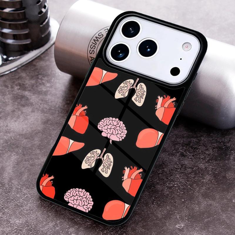 Human Organs Brain Phone Case for iPhone 17 16 15 Pro Max Air 14 13 12 11 Plus Shockproof Cover
