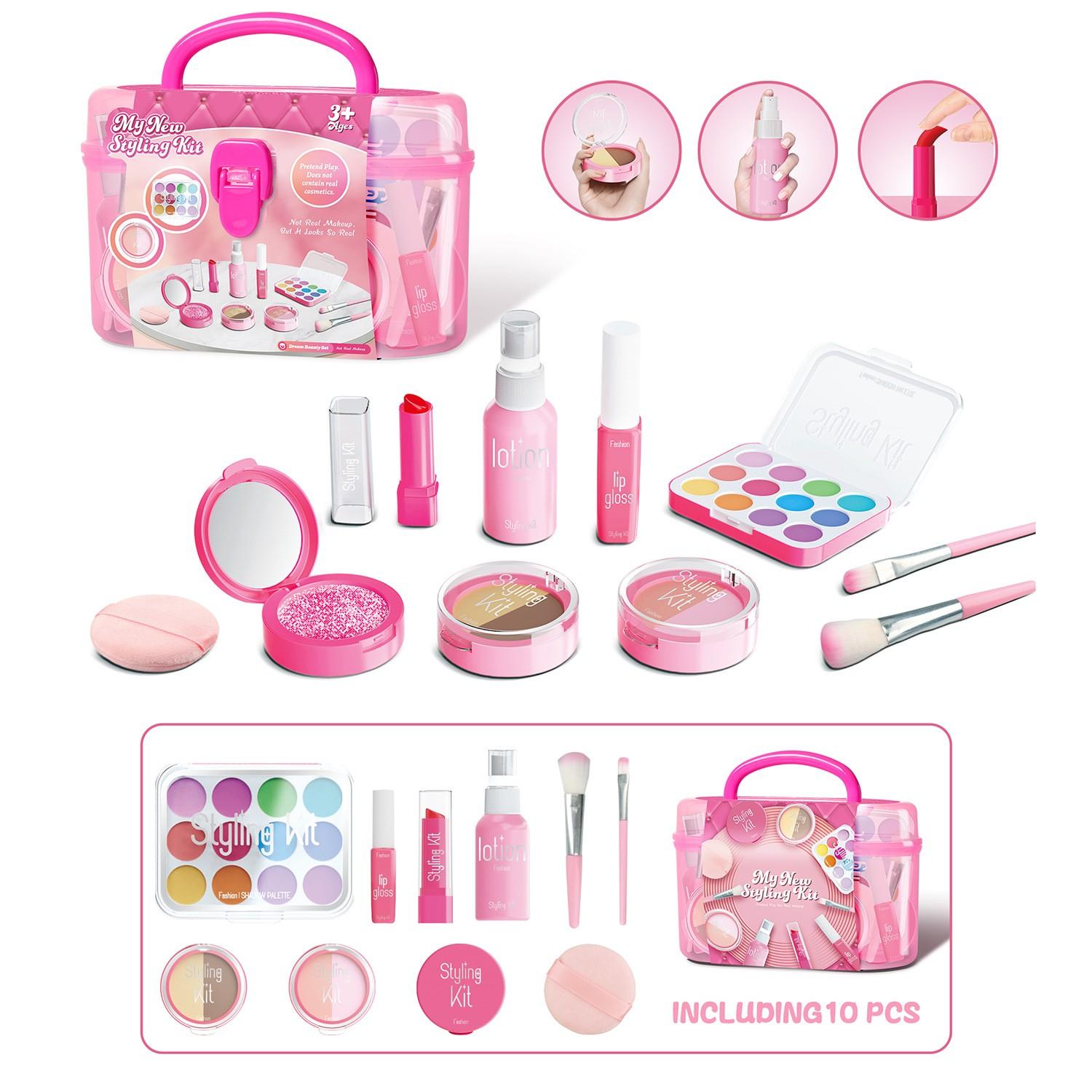 

Детские ролевые игрушки, несмываемые игрушки для макияжа, набор косметики для маленьких девочек One Size розовый