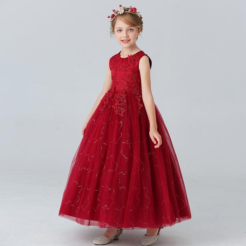 Girls Kids Puffy Princess Dress Wedding Party Performance Flower Girl Dress