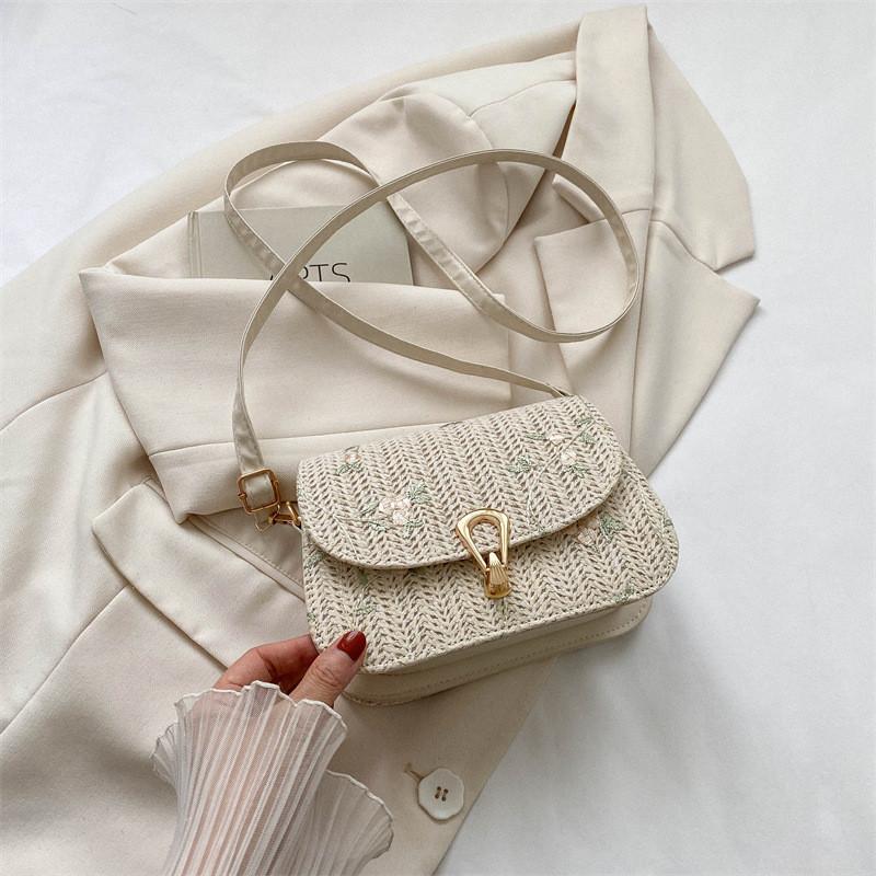 2024 Chic Small Square Bag Modern Casual Pu Leather Womens Shoulder Crossbody Bag OffWhite