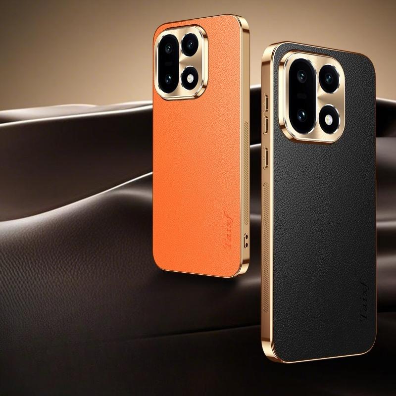 PU Kůže Pokovování Nárazuvzdorný Kryt na Telefon Pro OnePlus 15 Textura Vzor Liči TPU Měkký Rám Pouzdro Pro OnePlus 15 1+15 Skořepina