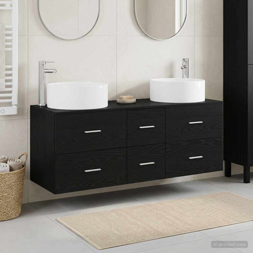 Bathroom Furniture Set 3 Pcs Black 49.5 X 44.5 X 65.5 Cm