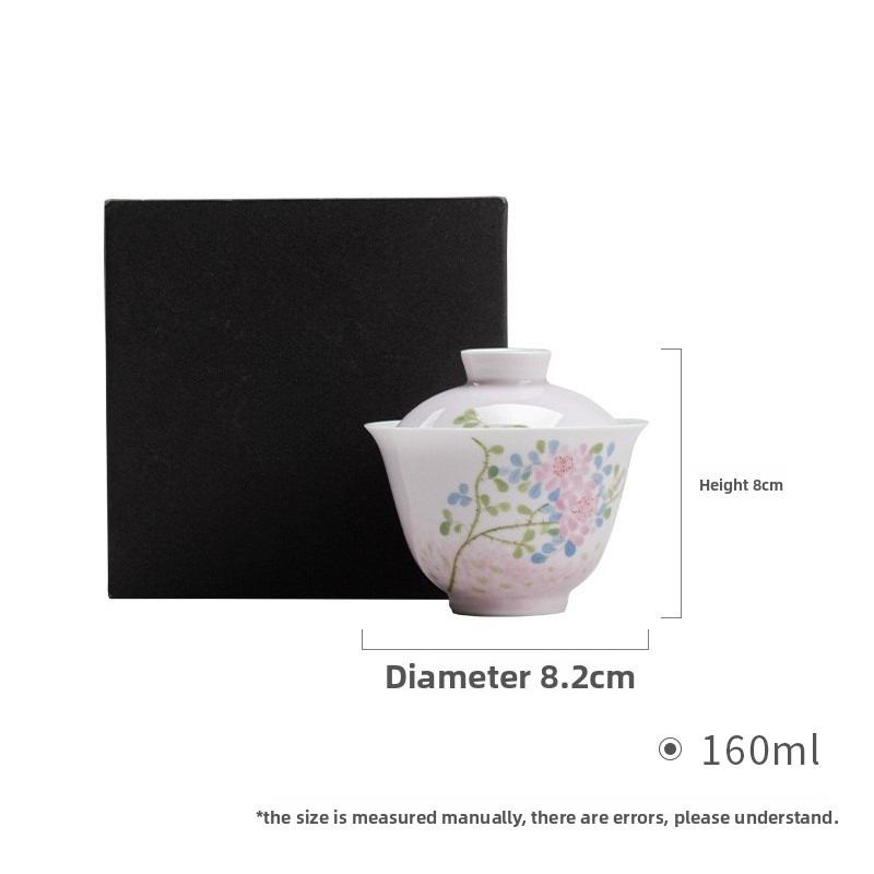 Apricot Pink Glaze Gaiwan Hand Painted Ceramic Gongfu Tea Set Traditional Chinese Brewing Cup Home Use Teaware Gift