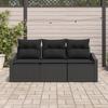 VidaXL Ensemble de canapés de jardin 3 pièces avec coussins noir rotin poly 3346583