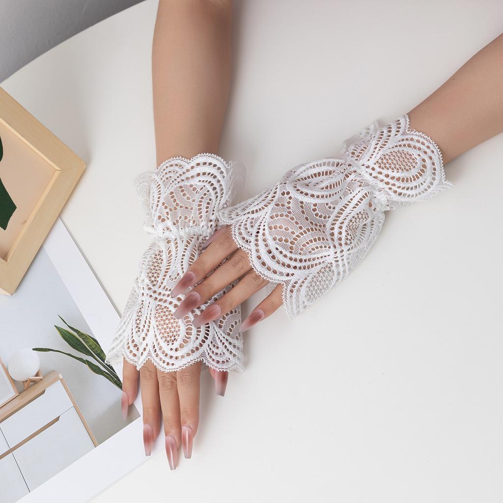 New Floral Pattern Hollowed Lace Fake Cuff Breathable Elastic Wrist Cuff Detachable Sweater Cuffs Women's Clothing Accessories