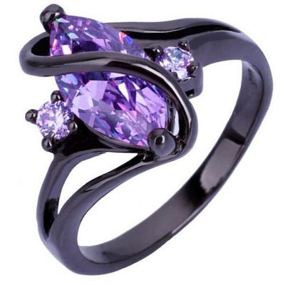 Unisex Diamond-Inlaid Ring Black Gold Horse Eye S-Shaped Ring Retro Minimalist Crystal Hand Accessories