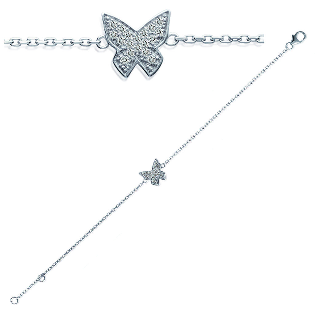 Les Trésors De Lily [I9793] - Silver Bracelet 'Butterfly' Silver White (rhodium-plated) - 10x10 Mm