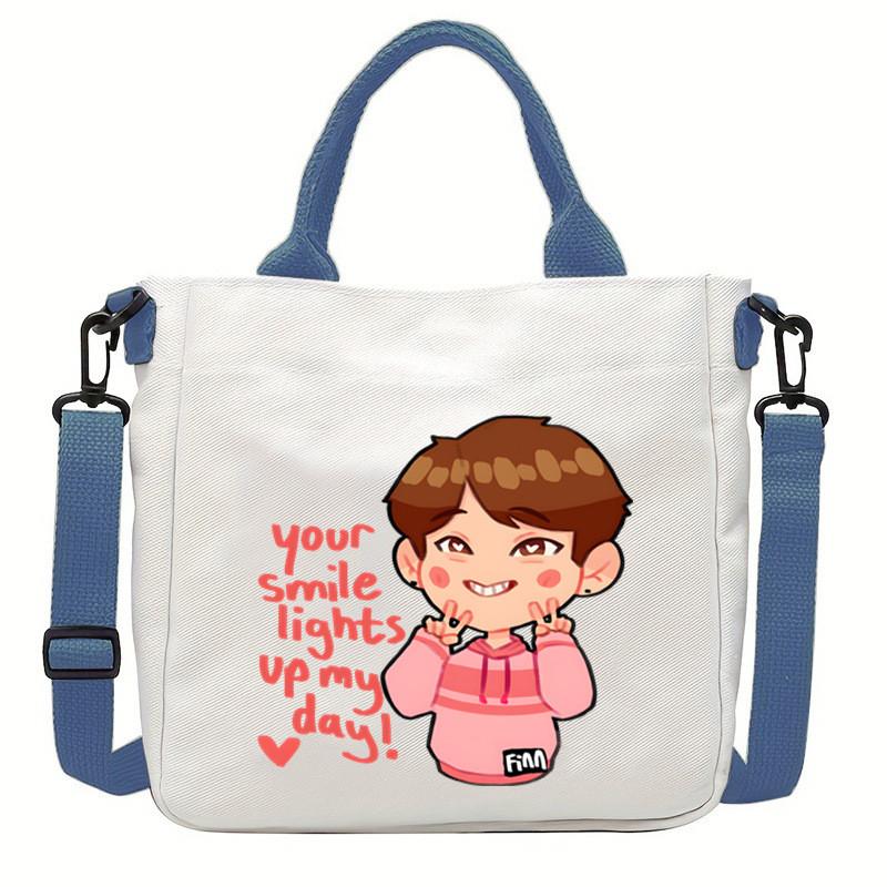 Felix Kpop Band Super Star Printed Crossbody Bag Casual Canvas Shoulder Bags
