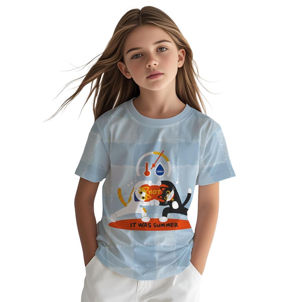Summer Fashion Children's Clothing Creative Colorful Fun Animal 3D Printed T-shirt Comfortable Soft Breathable Casual Versatile Short Sleeve T-shirt