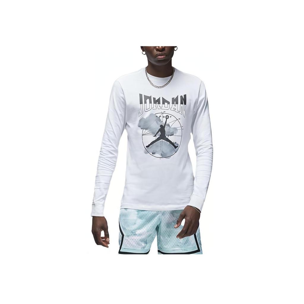 Jordan Sport Logo Letter Print Long Sleeve T-Shirt Men Tops White FD7004-100