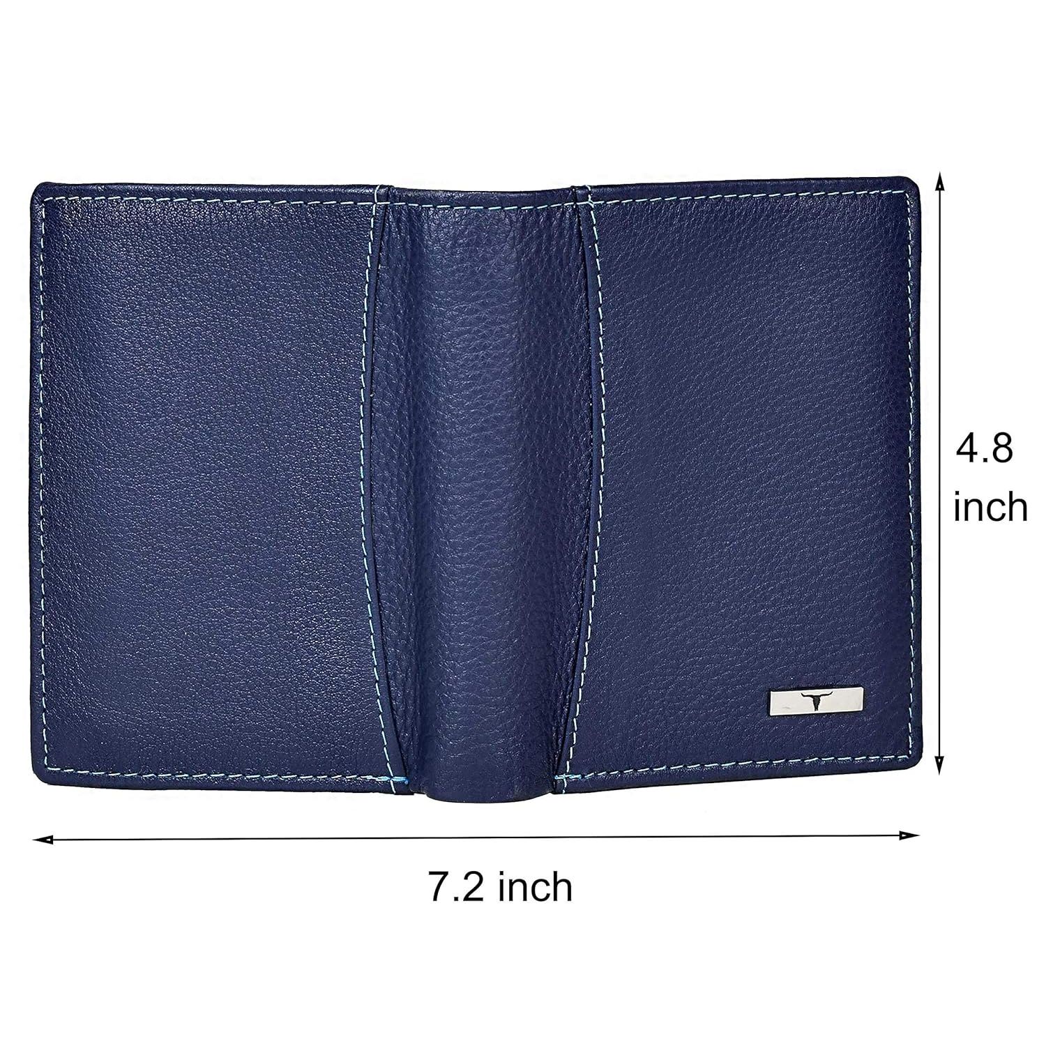 Мужской кожаный кошелек синего цвета — фото 6