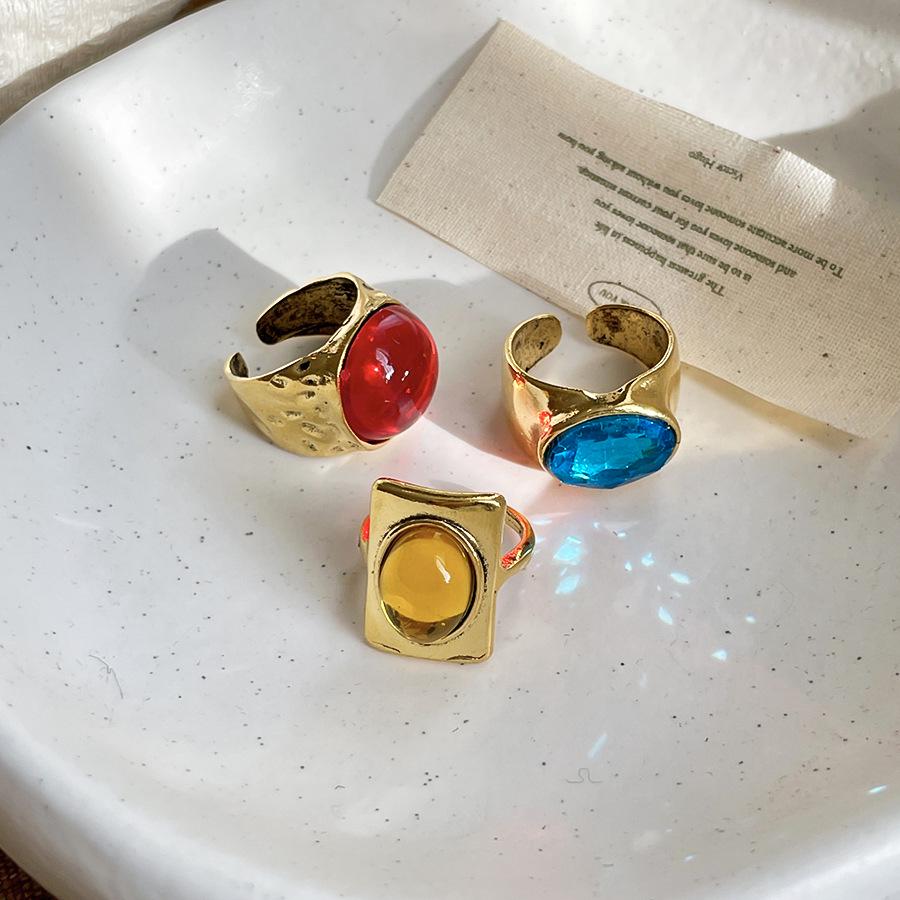 European Retro Resin Open Round Ring - Simple, High-End Fashion Index Finger Jewelry