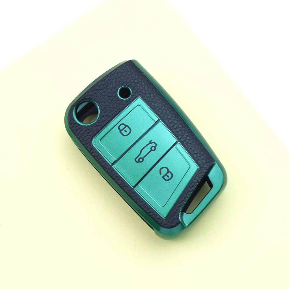 Keychain Leather Tpu Car Key Case Cover For Skoda Octavia Kodiaq Karoq For Seat Ateca For Volkswagen Vw Polo Golf7 Mk7 Tiguan