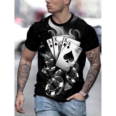 Playing Card Pattern T-Shirt For Men Poker 3D Printed Short Sleeve Summer Fashion Casual Tees Streetwear Loose O-Neck T Shirts