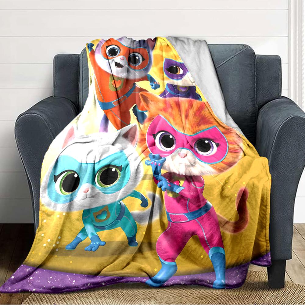 1pc Super Kitties Adventures1 Blanket, Gift, for Men and Women, Soft Blanket, Good for Sofa Bed Couch Travel, Lightweight Flannel Blanket