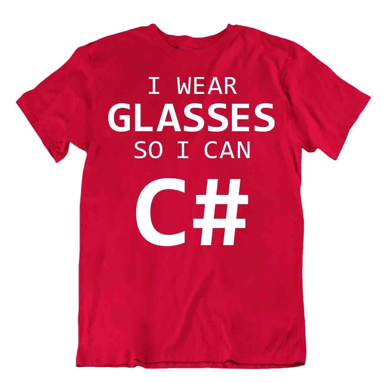 Glasses To C# Tshirt Programmer T-SHIRT Computer Language Tee M
