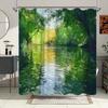 1 Stück sonnenbeschienener Fluss-Badevorhang - Impressionistisches Landschaftsdesign mit spiegelglattem Wasser & üppigem Blätterdach, gesprenkelter Lichteffekt,