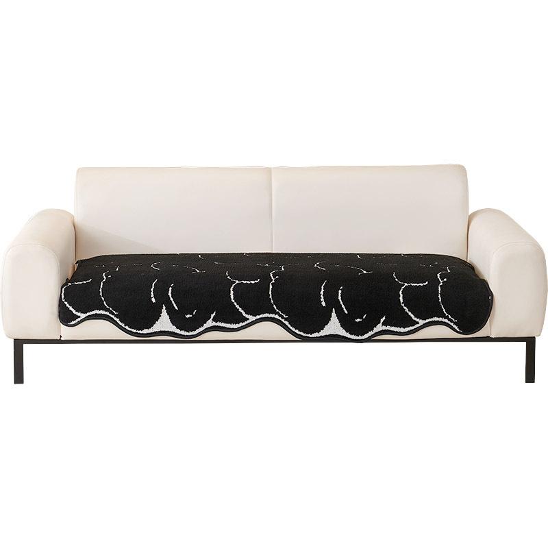 1Pc Irregular Special-Shaped Plush Sofa Cushion Winter Black Premium Sofa Non-Slip Cover Cover Towel Home Textile
