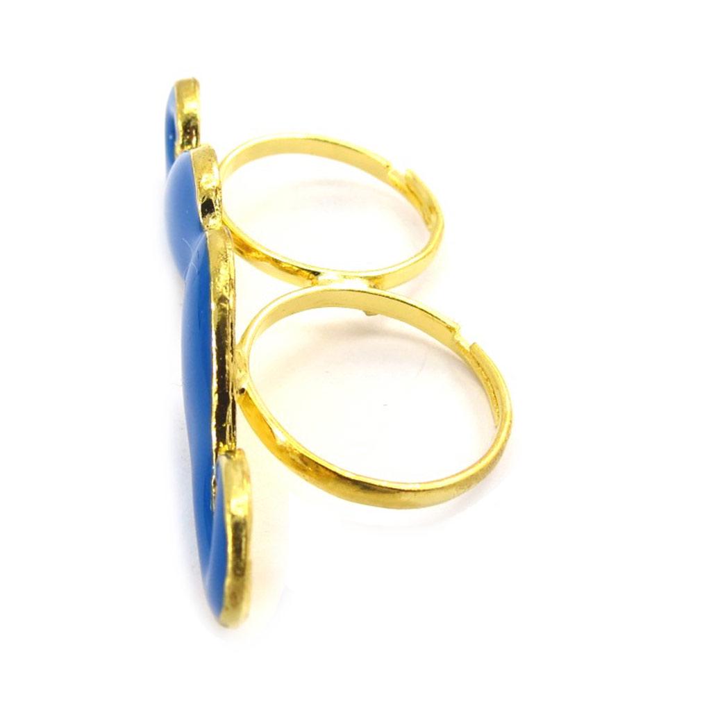 Les Trésors De Lily [K1909] - Blue 'Moustache' Double Ring