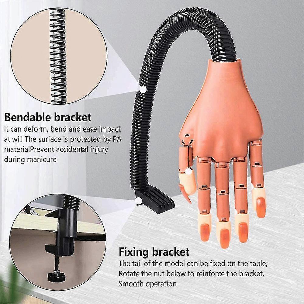 Nail Practice Hand For Acrylic Nails-flexible Nail Training Hand Kit, Fake Mannequin Model Training Hand With 300 Pcs Nail Tips, Nail Files And Clippe