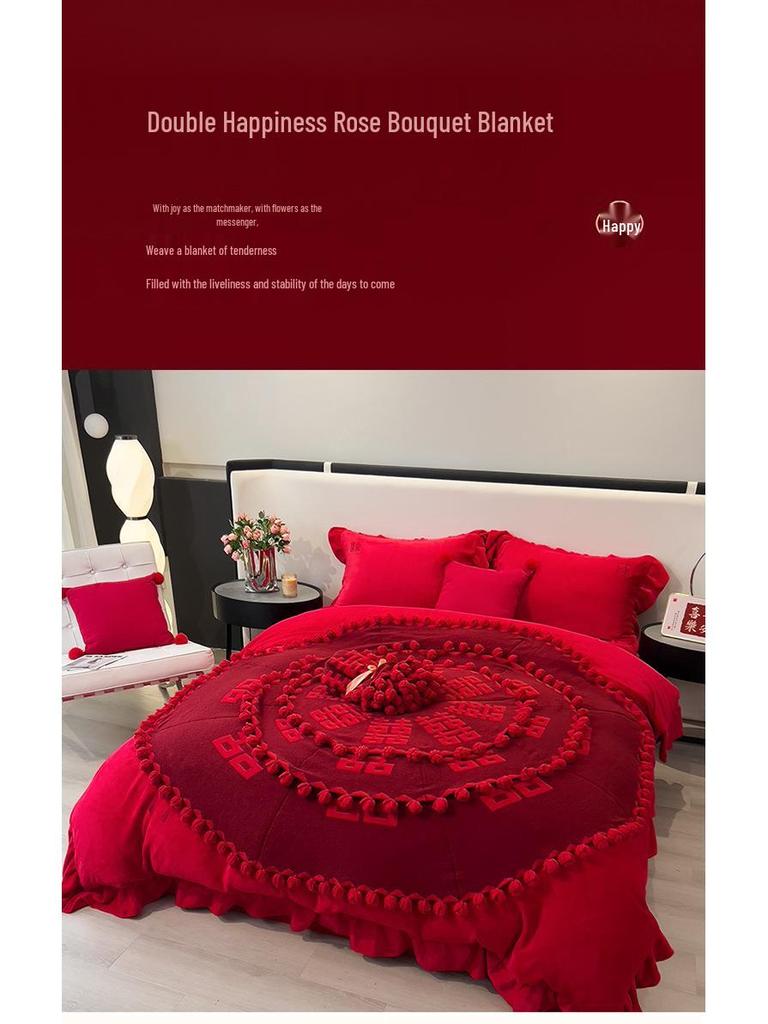 Rose Bouquet Gold Blanket: Perfect High-End Gift for Weddings, Engagements, New Brides, or Best Friends