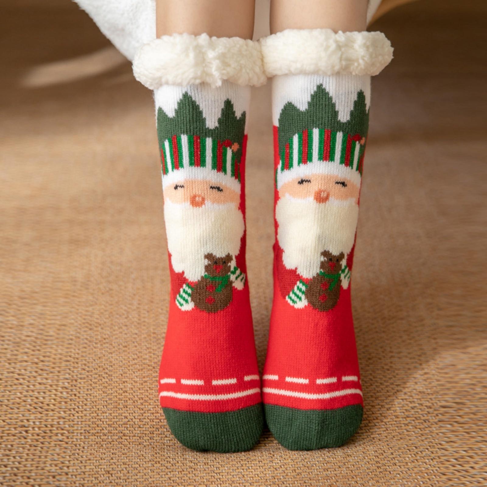 Christmas Floor Socks Women Winter Fleece Coral Velvet Socks Maternity Carpet Socks Sleep Home Snow Socks Soft Warm Thick One Size