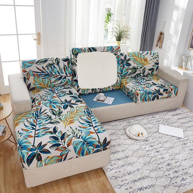 Printed Stretchy Sofa Seat Cushion Cover Soft Breath Fabric Chair Cover Pet Owners Kids Living Room Room Furniture Protector Washable Case