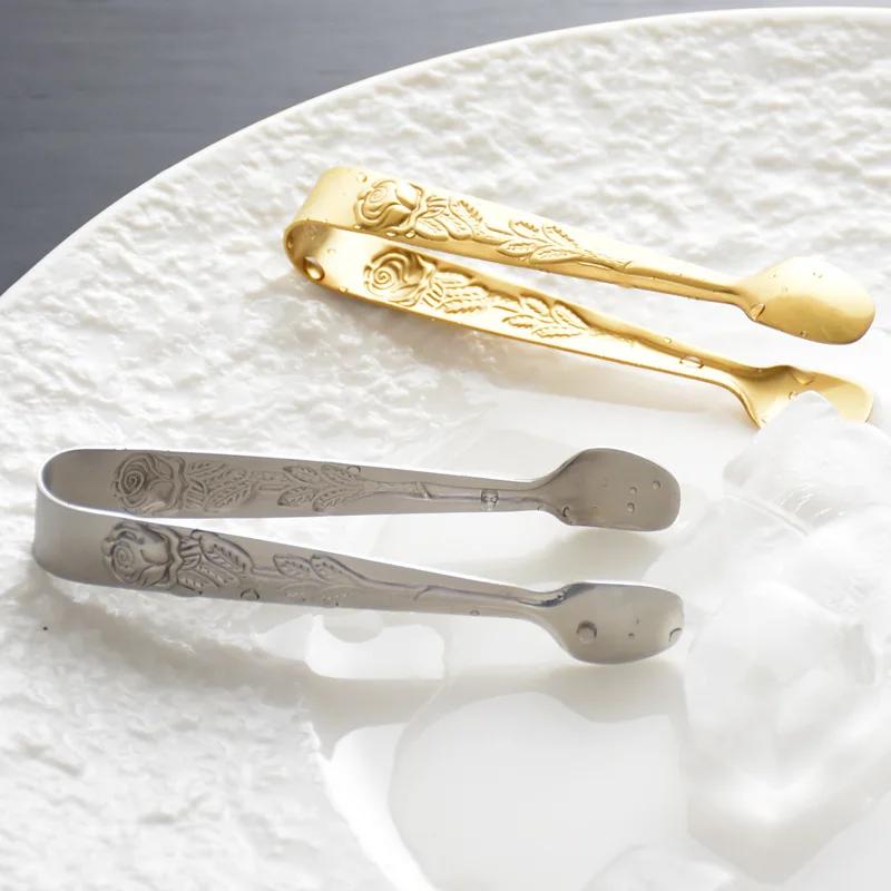 Coffee Sugar Clip Stainless Steel Anti-skid Tong Ice Palm Shape Food Cake Clamp Kitchen Gadgets Bar Buffet Golden Tools Tweezer