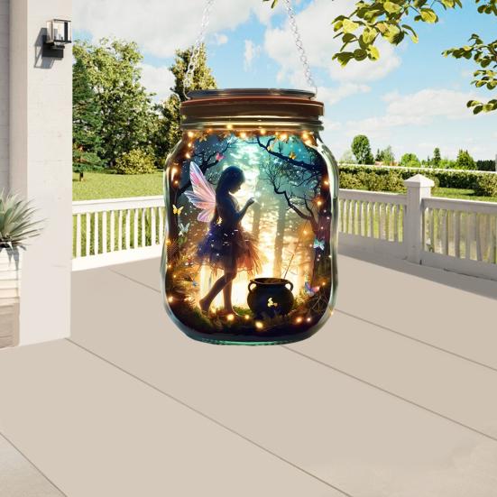Fairy Hanging Decoration 2D Flat Fairy Forest Acrylic Ornament Wishing Bottle Shape Decoration for Indoor Outdoor Window Door