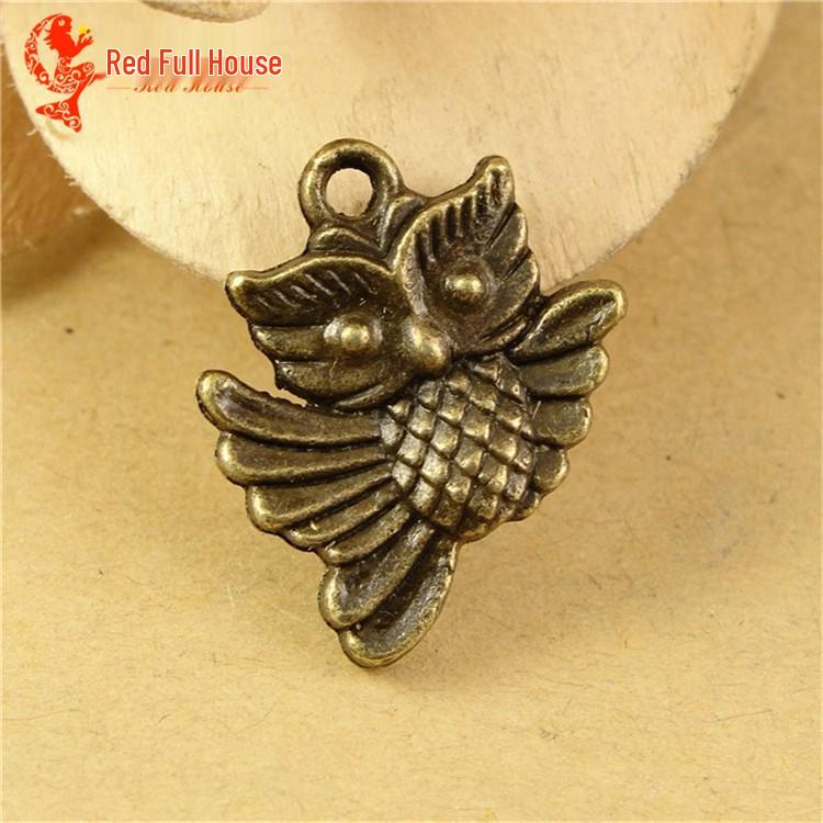 

A1925 Retro Owl Cell Phone Charm in Antique Green, 2.2g - 60 Pieces for DIY Jewelry Making