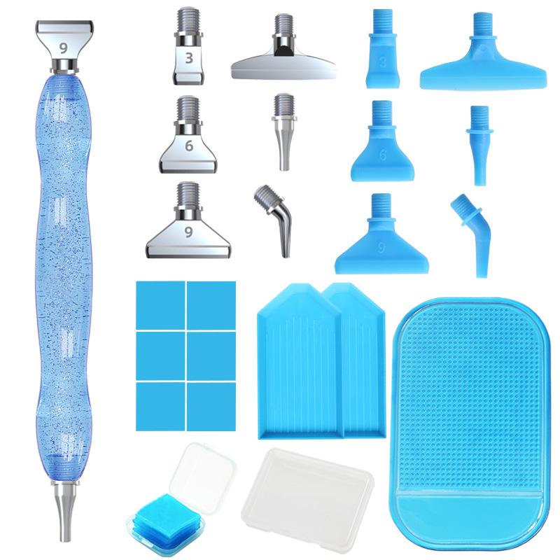 Glitter Gradient Resin Diamond Painting Pen Kit 12 Interchangeable Tips 6 Wax Blocks 2 Sorting Trays Correction Tool Ergonomic Grip