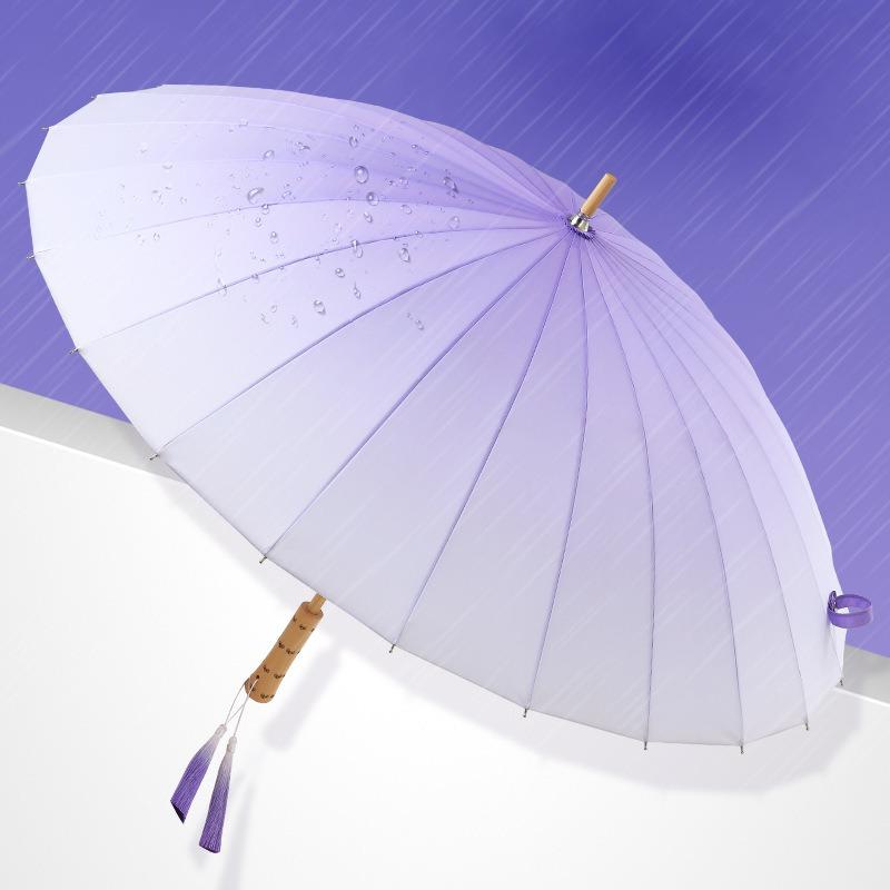 New 24-bone gradual change umbrella bamboo handle bumping cloth fabric wind-resistant printing straight rod umbrella