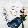 Newly women tshirt cartoon funny cute peach cat print t shirt femme Harajuku kawaii summer tops tee shirt femme tumblr clothes