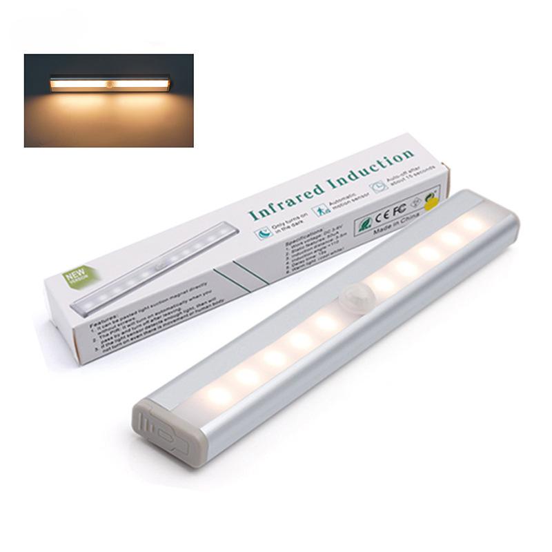 LED Human Body Sensor Light Long Bedroom Entry USB Charging Magnetic Wine Cabinet Wardrobe Corridor Light
