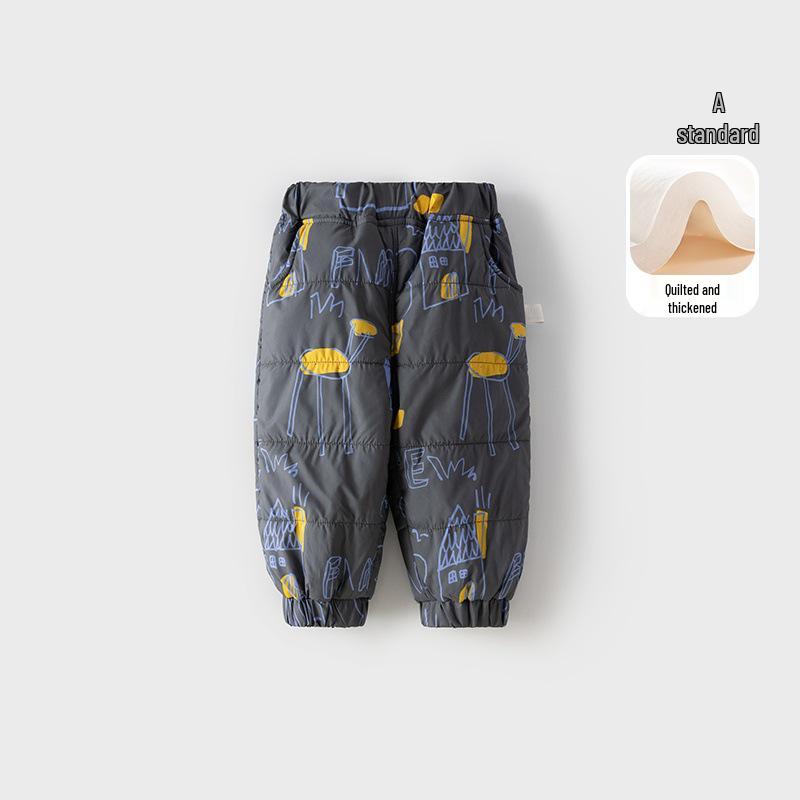 

Winter Cotton Padded Toddler Pants - Warm Baby Long Sleeve Outdoor Wear for Boys 120 cm світло-сірий колір