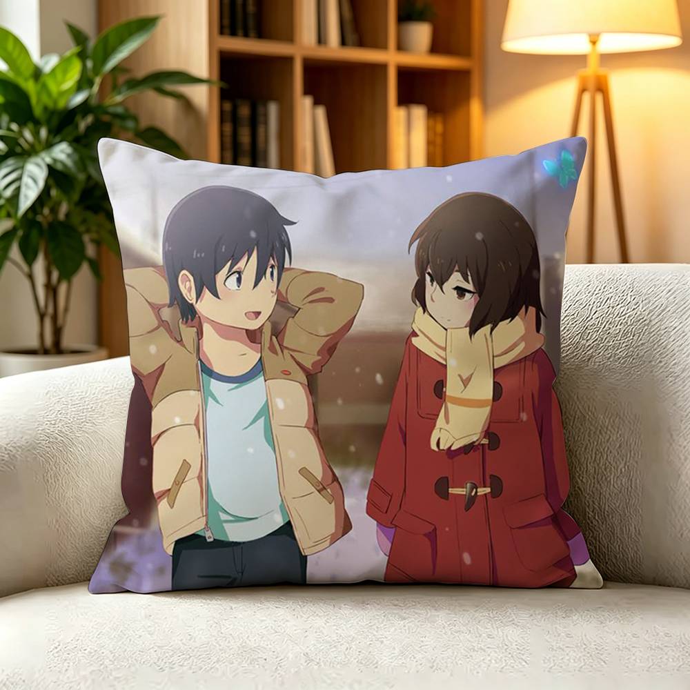 E-Erased Boku dake ga Inai Machi Pillow Case Square Double-Sided Sofa Cushion Cover Bedroom Bedside Pillow