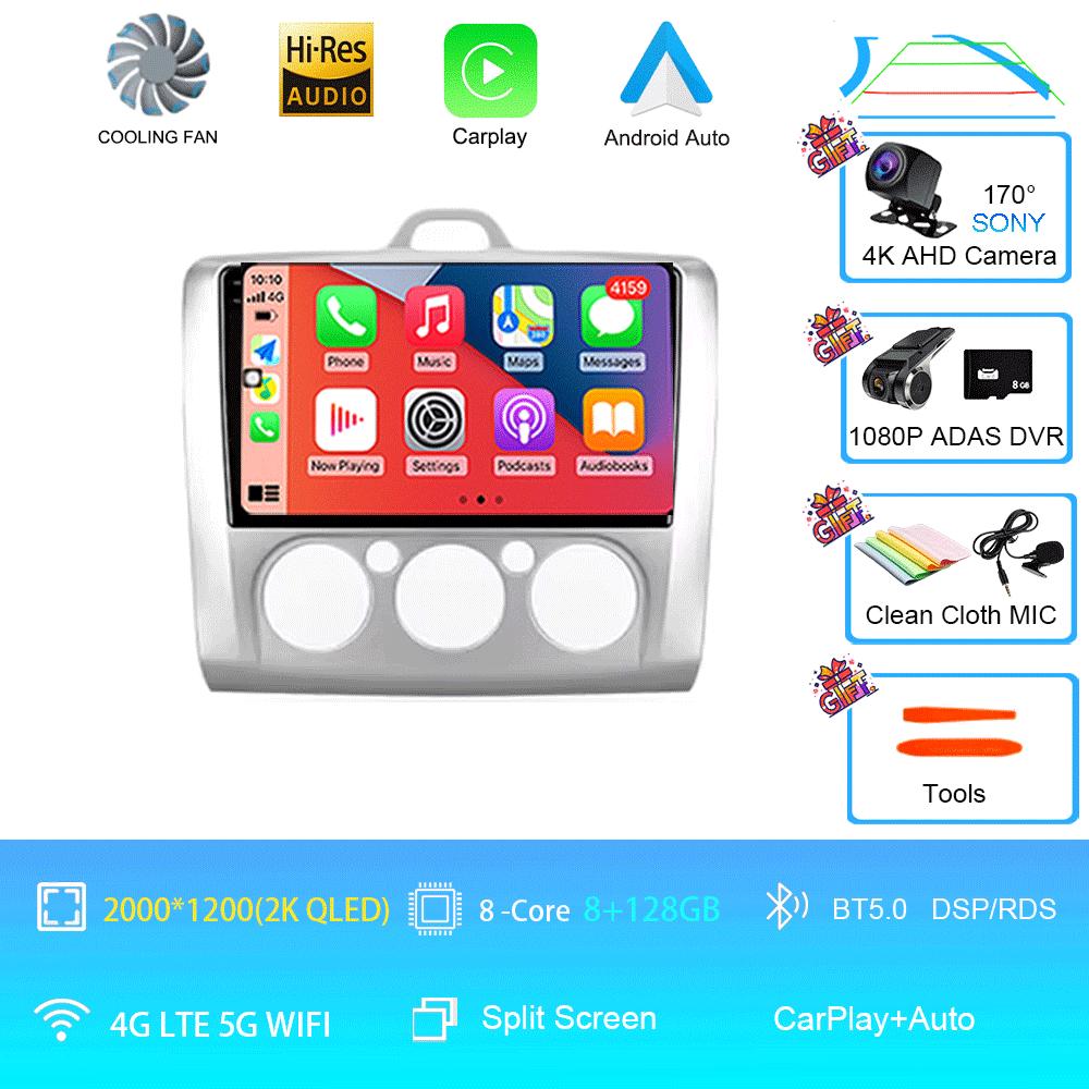 Car Radio Android 14 Auto Carplay WiFi For Ford Focus 2 3 Mk2 Mk3 2004 2005-2011 4G Multimedia GPS Navigation 2 Din Autoradio BT