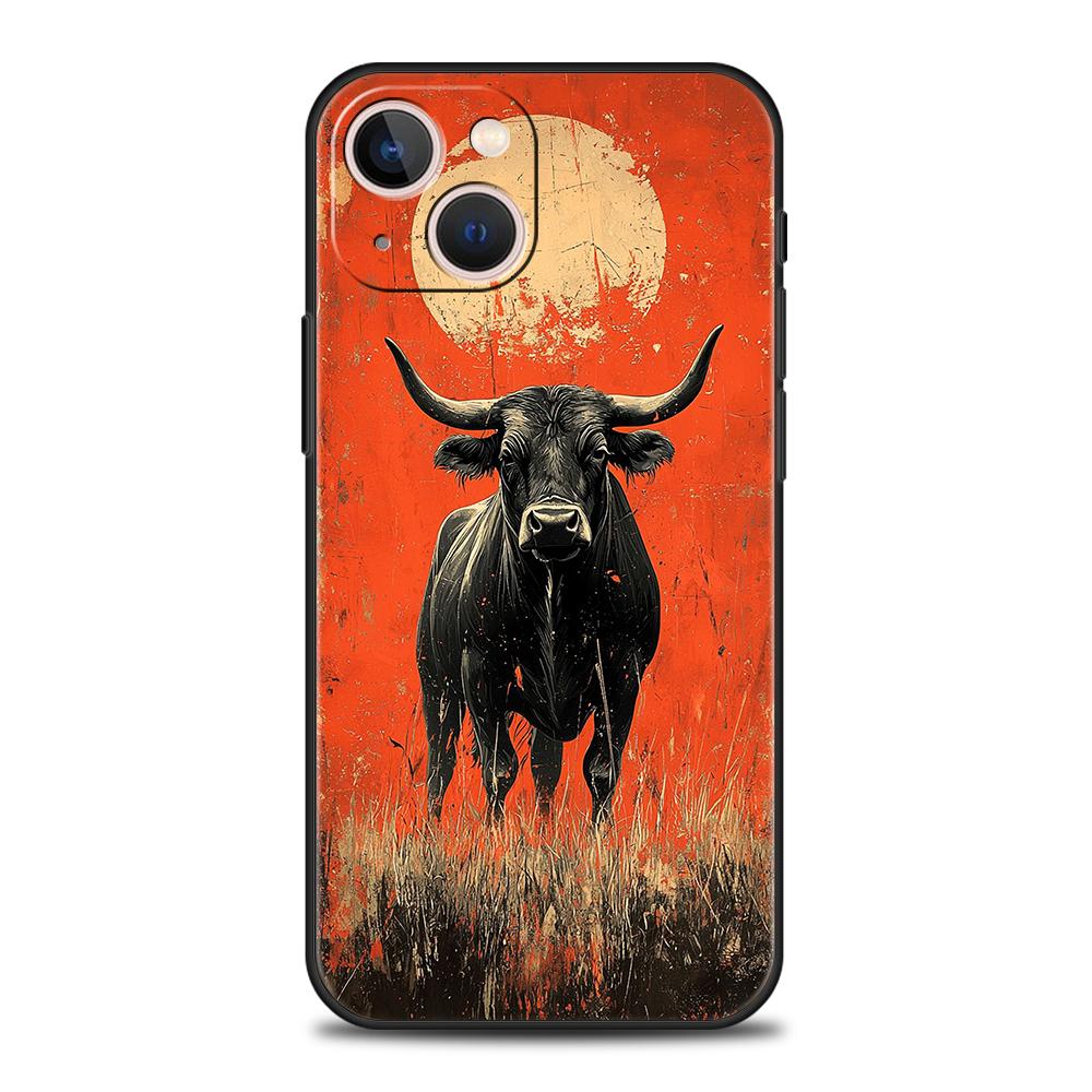 Luxury TPU Soft Phone Case For iPhone 17 Air 16E 16 11 15 14 Pro MAX 12 13 7 8 Plus X XR XS SE 2022 Cover Bull Animal