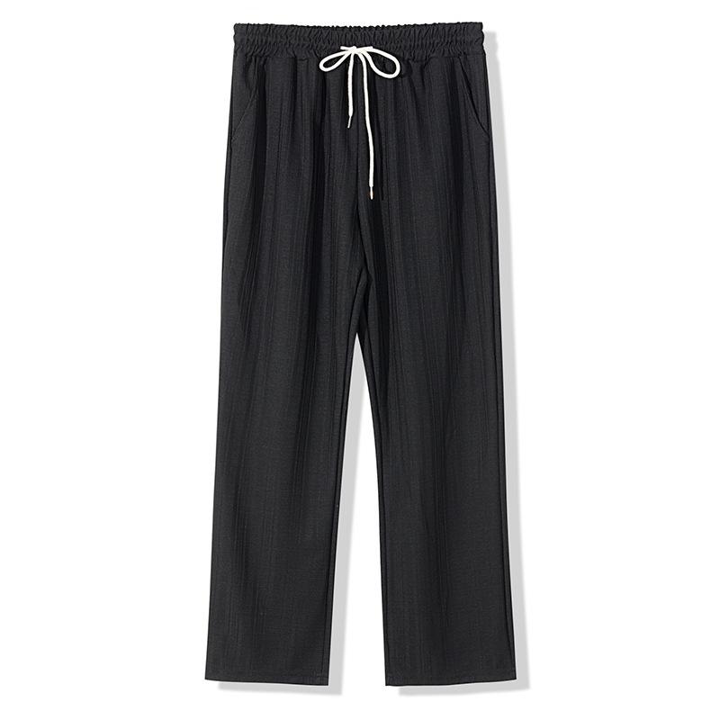 

Men s Breathable Imitation Hemp Small Square Beach Trousers Loose Casual Sports Straight Leg Pants XXXL