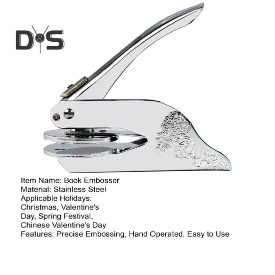 Book Embosser Hand Operated Embosser Stamp Stainless Steel Embossing Tool for Paper Cardboard Leather DIY Craft