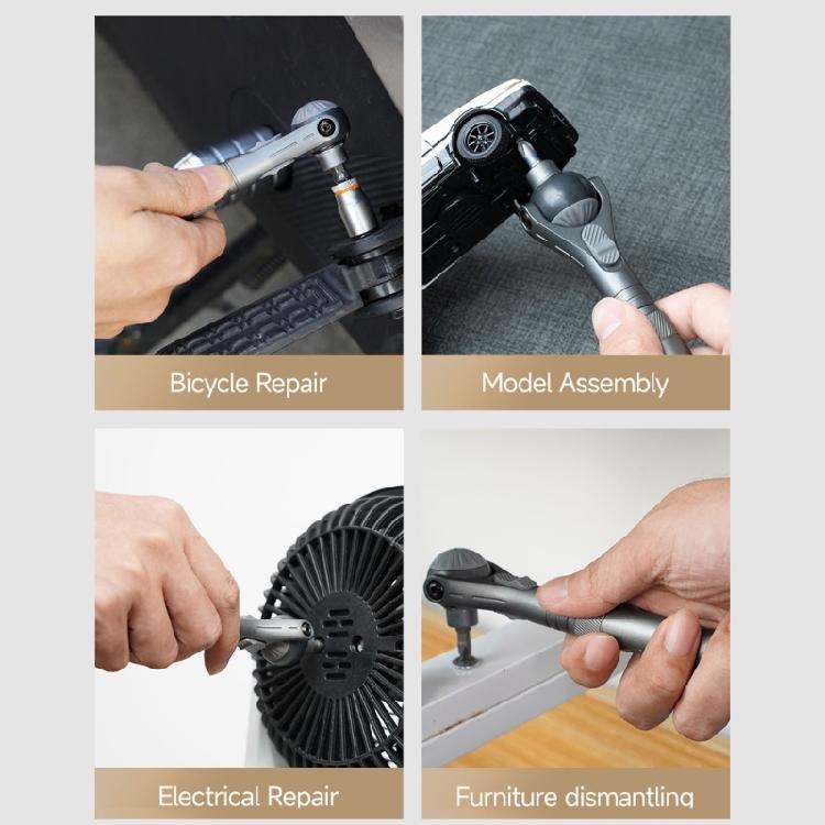 Ergonomic Compact Ratcheting Screwdriver Kit 40 in 1 Bit 180 Rotating Head Ergonomic Grip for Mechanics Vehicle Repair