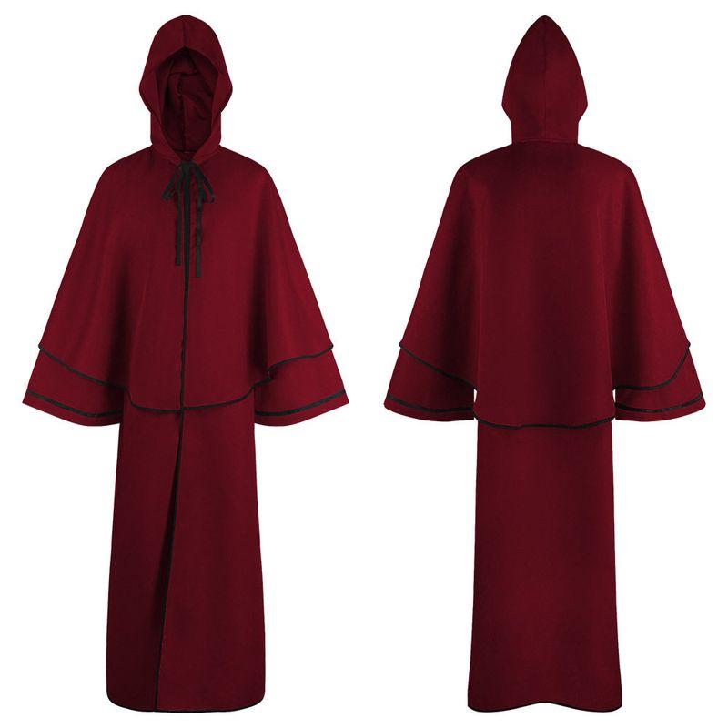 Medieval Cosplay Costume, 5-Color Hooded Robe, Monk Robe, Cape, Long-Sleeved Cosplay, Death Cosplay Costume